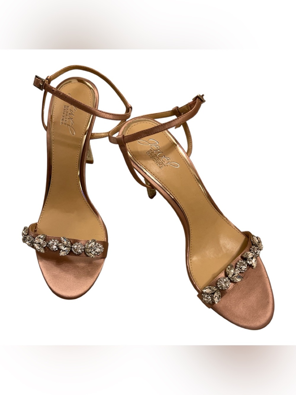 SATIN BLUSH AND JEWLED SANDALS. GREAT CONDITION.